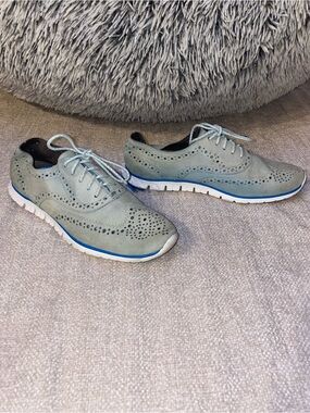 Cole Haan ZERØGRAND Wingtip Oxford Shoes - Grey/Blue Preppy Comfort Shoe Size 8B